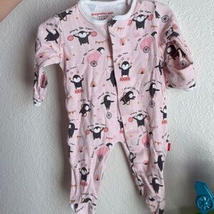 Magnetic Me Pink Penguin Print Baby Outfit